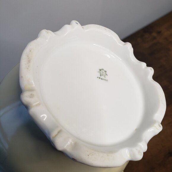 Antique Limoges France Cream Chocolate Pitcher Pot Handpainted Floral Botanical - Picture 11 of 12